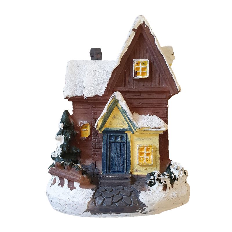 Winter House Christmas Ornament Brown House With Blue Door