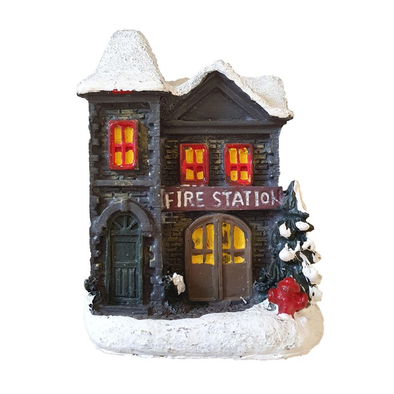 Winter House Christmas Ornament Fire Station
