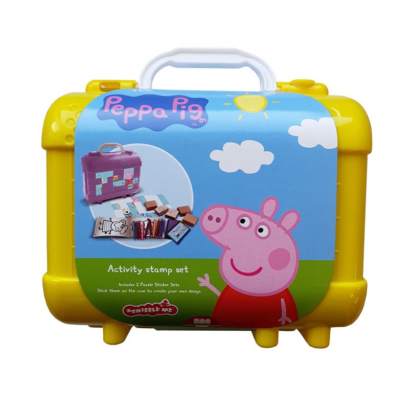 Peppa Pig Scribble Me Activity Stamp Set Travel Case Yellow