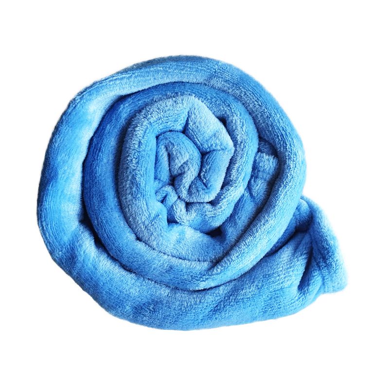 150 x 200cm Flannel Fleece Blanket Bright Blue