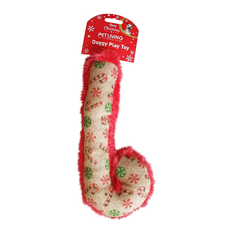 Candy Cane Plush Squeaking Dog Toy