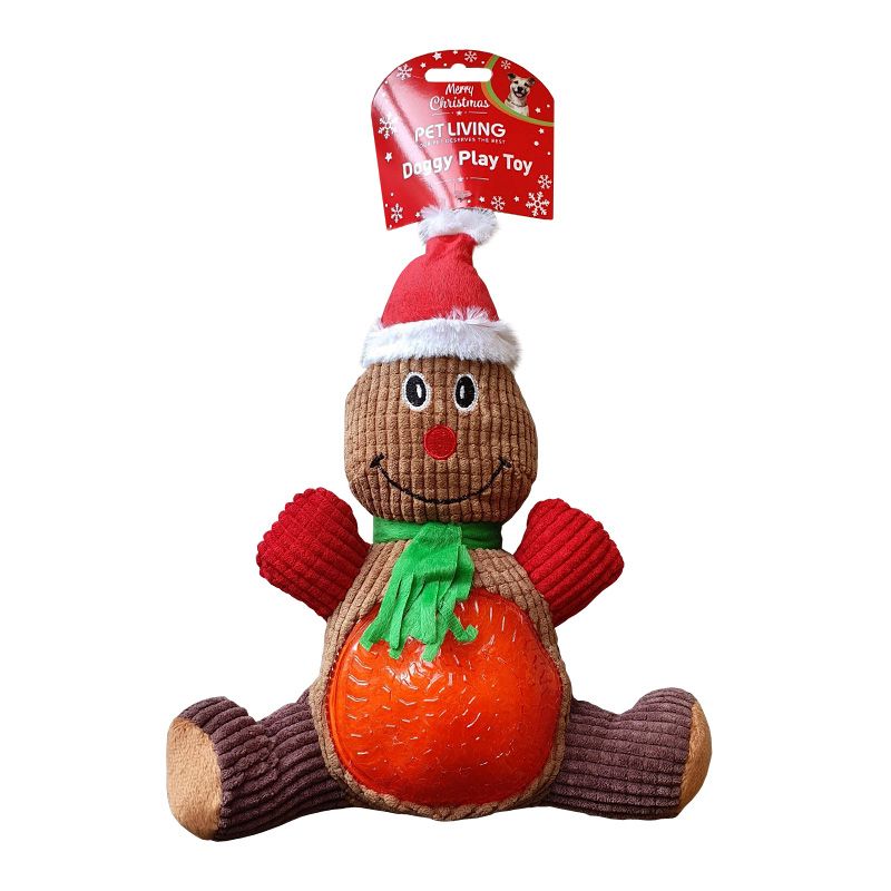 Gingerbread Man Sitting Character Honking Dog Toy