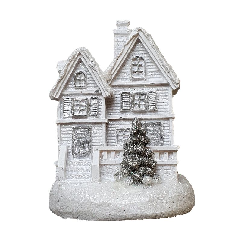 White Winter House Christmas Ornament Pine Cottage