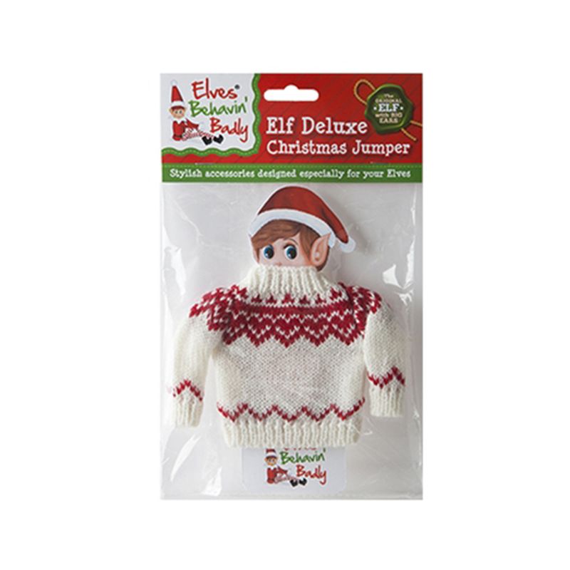 Elves Behavin' Badly Elf Sweater White