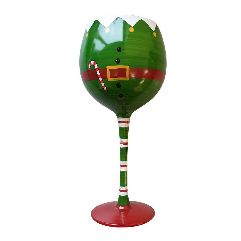 Elf Christmas Wine Glass