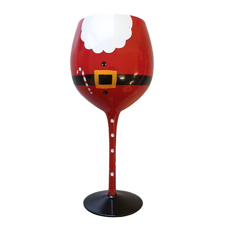 Santa Christmas Wine Glass