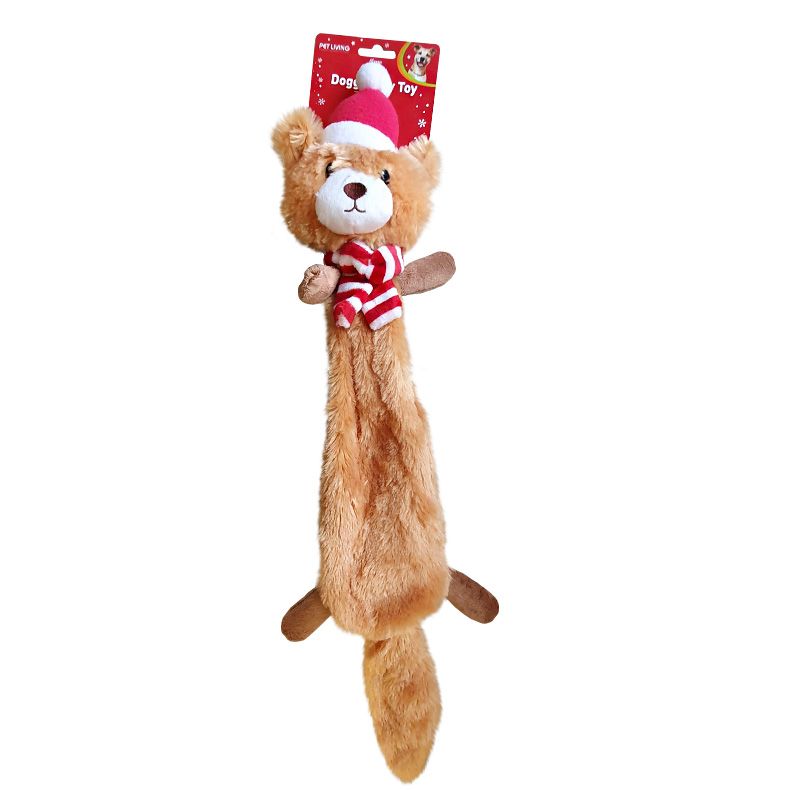 Bear With Scarf Christmas Crinkle Dog Toy