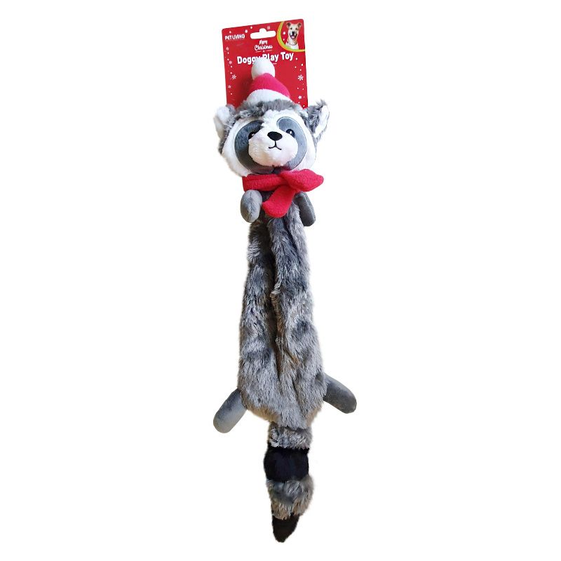 Raccoon With Scarf Christmas Crinkle Dog Toy