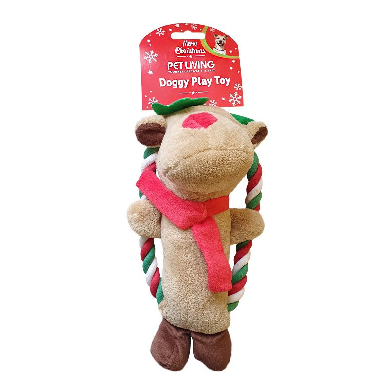 Reindeer Rope Disk With Squeaker Dog Toy
