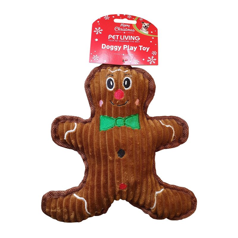 Gingerbread Man Honking Plush Dog Toy