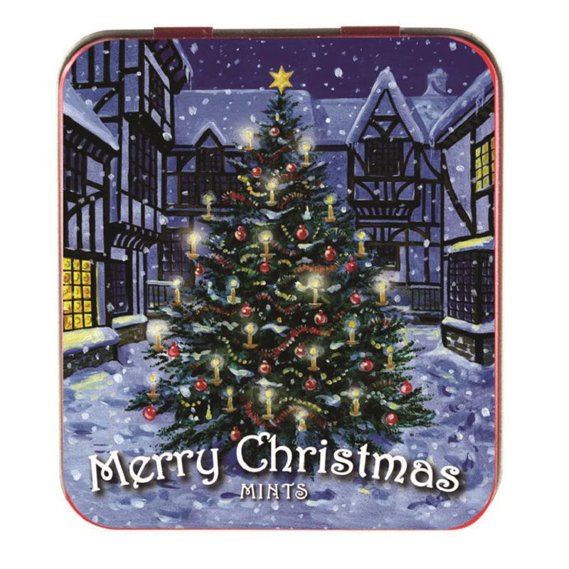 Novelty Christmas Mints Tin Christmas Tree Design