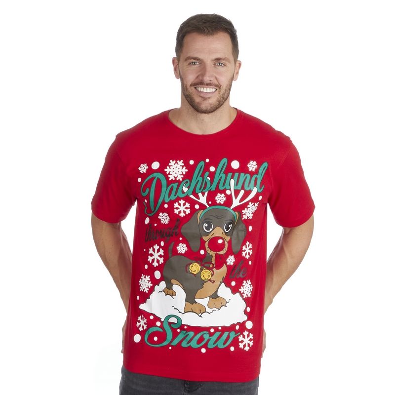 Dachshund Through The Snow Christmas T-Shirt - XX Large