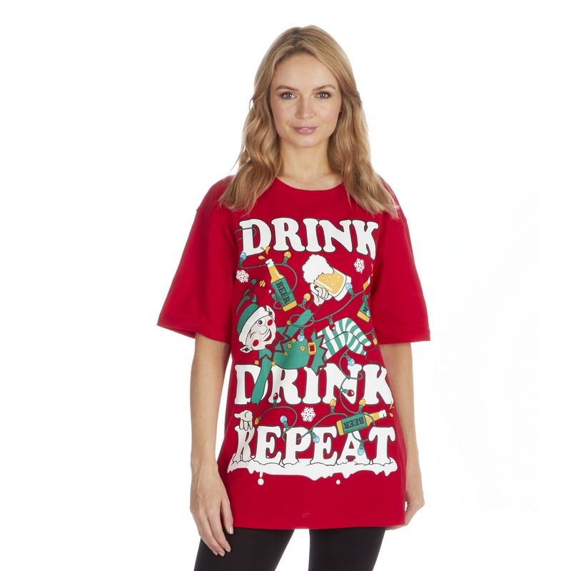 Drink Repeat Christmas T-Shirt - Medium
