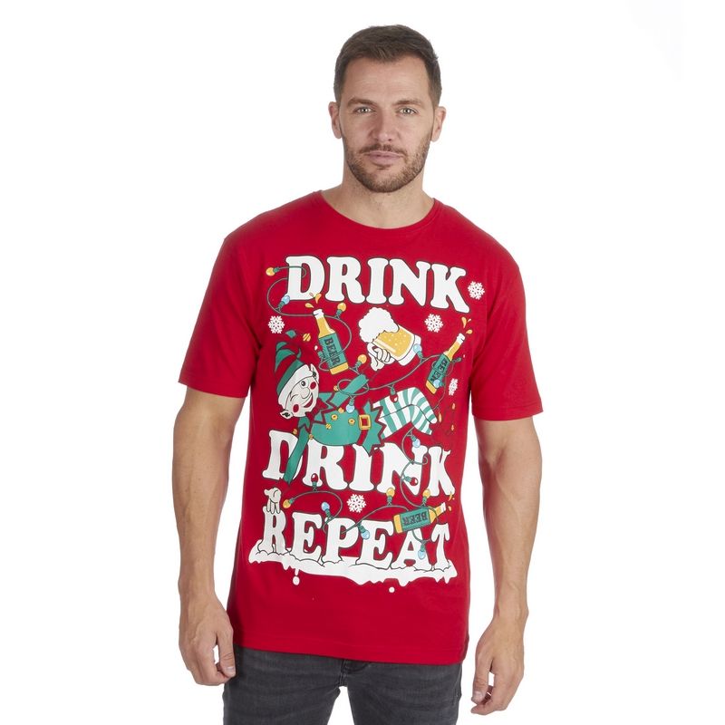 Drink Repeat Christmas T-Shirt - Large