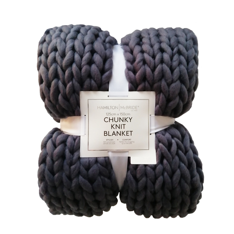 Hamilton McBride Chunky Knit Blanket Charcoal