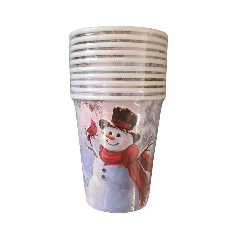 Christmas Paper Cup 10 Pack - Snowman
