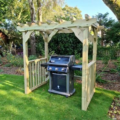 Product photograph of Lilly Garden Bbq Shelter By Croft Slatted Neutral from QD stores