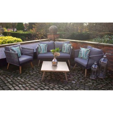 Product photograph of Milan Garden Patio Dining Set By Royalcraft - 4 Seats Grey Cushions from QD stores