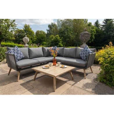 Product photograph of Milan Garden Corner Sofa By Royalcraft - 5 Seats Grey Cushions from QD stores
