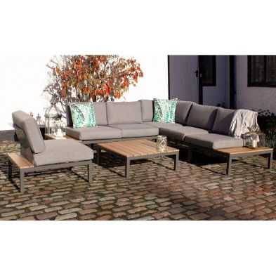 Product photograph of Aspen Garden Corner Sofa By Royalcraft - 6 Seats Grey Cushions from QD stores