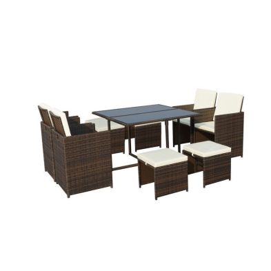 Product photograph of Valencia Rattan Garden Patio Dining Set By Royalcraft - 8 Seats Ivory Cushions from QD stores