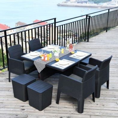 Product photograph of Faro Rattan Garden Patio Dining Set By Royalcraft - 4 Seats Ivory Cushions from QD stores