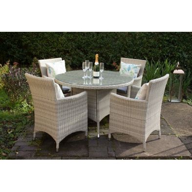 Product photograph of Tuscany Rattan Garden Patio Dining Set By Royalcraft - 4 Seats Grey Cushions from QD stores