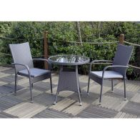 See more information about the Malaga Rattan Garden Bistro Set by Royalcraft - 2 Seats Grey Cushions