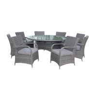 See more information about the Parisian Rattan Garden Patio Dining Set by Royalcraft - 8 Seats Grey Cushions