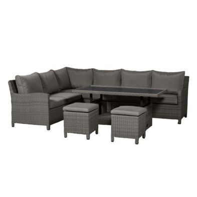 Product photograph of Paris Rattan Garden Corner Sofa By Royalcraft - 8 Seats Grey Cushions from QD stores