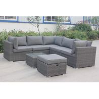 See more information about the Parisian Rattan Garden Corner Sofa by Royalcraft - 5 Seats Grey Cushions