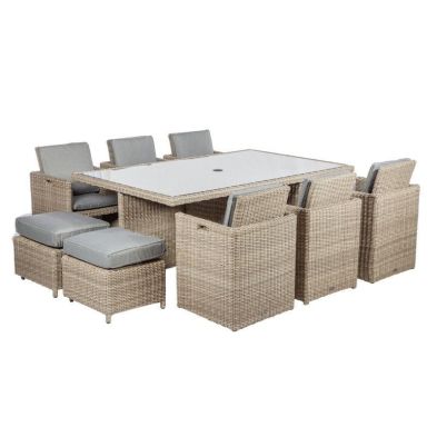 Product photograph of Wentworth Rattan Garden Patio Dining Set By Royalcraft - 10 Seats Grey Cushions from QD stores