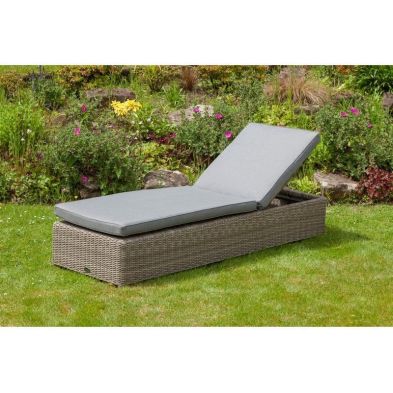 Product photograph of Wentworth Rattan Garden Patio Sun Lounger By Royalcraft With Grey Cushions from QD stores