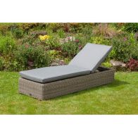 See more information about the Wentworth Rattan Garden Patio Sun Lounger by Royalcraft with Grey Cushions