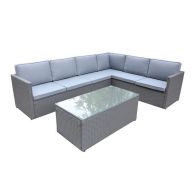 See more information about the Marseille Rattan Garden Corner Sofa by Royalcraft - 5 Seats Grey Cushions