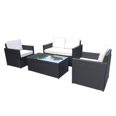 Product photograph of Marseille Rattan Garden Patio Dining Set By Royalcraft - 4 Seats Ivory Cushions from QD stores