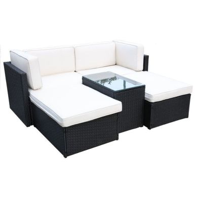 Product photograph of Marseille Rattan Garden Sofa Set By Royalcraft - 4 Seats Ivory Cushions from QD stores