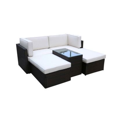 Marseille Rattan Garden Sofa Set By Royalcraft 4 Seats Ivory Cushions