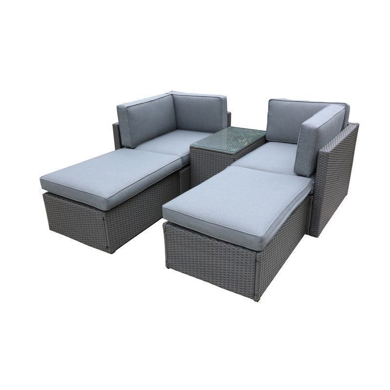 Marseille Rattan Garden Sofa Set by Royalcraft - 4 Seats Grey Cushions