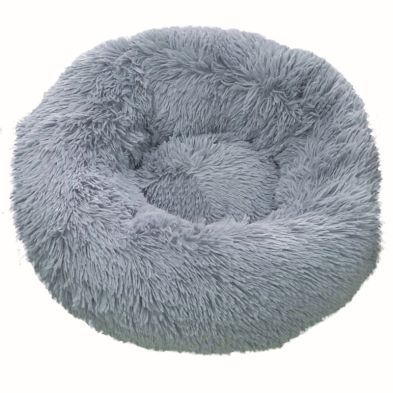 Grey Fluffy Donut Pet Bed 50cm