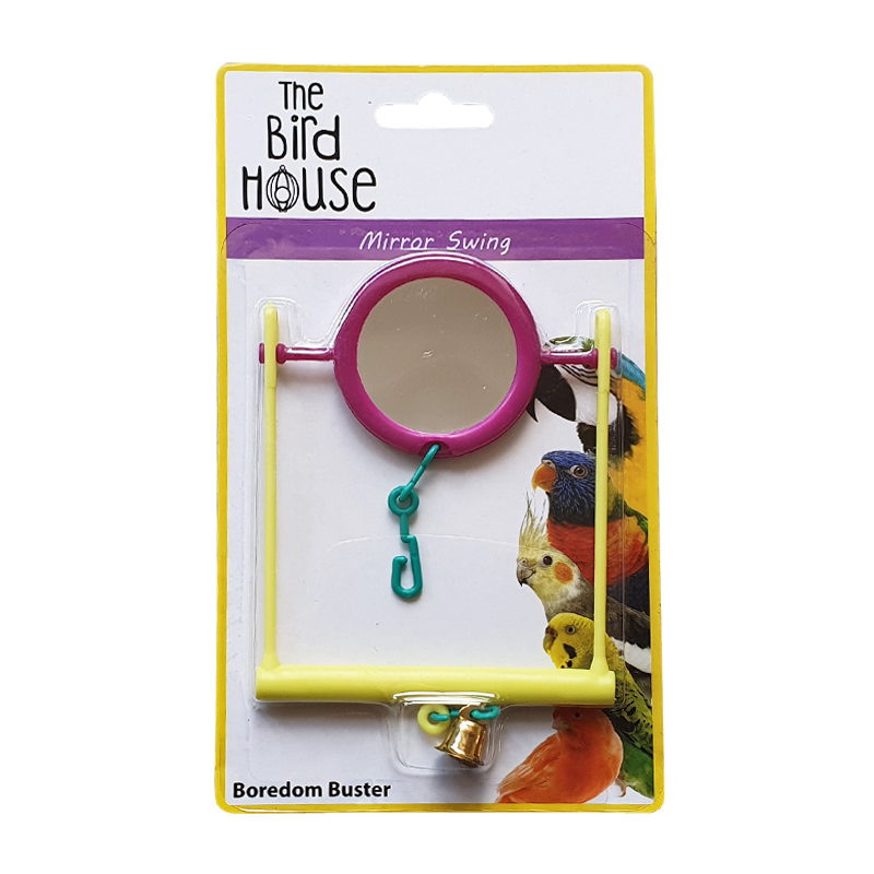The Bird House Mirror Swing Bird Toy Yellow