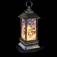 See more information about the Christmas Lantern Decoration Bronze Effect Snowmen Scene 12cm