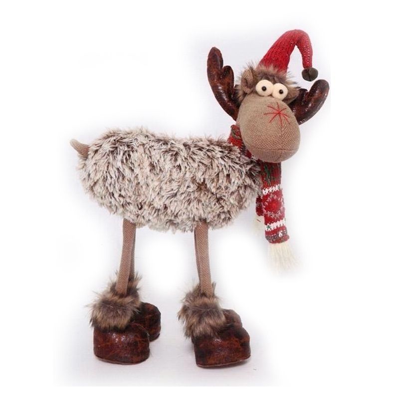 Standing Reindeer Christmas Decoration 20 Inch - Red Scarf