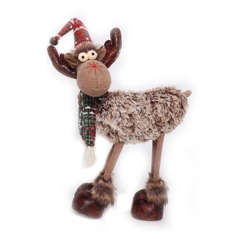 Standing Reindeer Christmas Decoration 20 Inch - Green Scarf