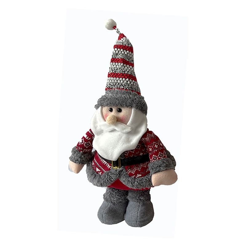 Santa Christmas Decoration Red & Grey with Nordic Pattern - 61cm by Christmas Time