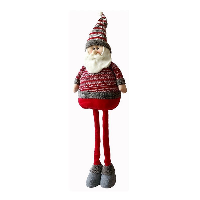 Santa Christmas Decoration Red & Grey with Nordic Pattern - 107cm by Christmas Time