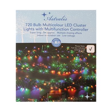 720 Leds Multicolour Outdoor Animated Christmas Cluster Lights 5m