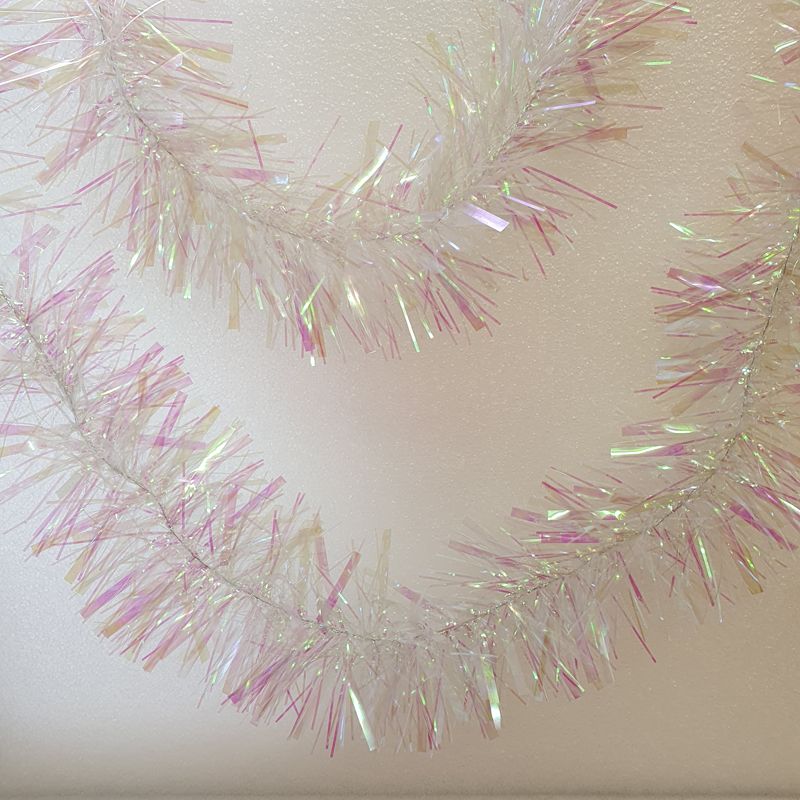 Indescant White Pink Chunky Christmas Tinsel 2M x 125mm