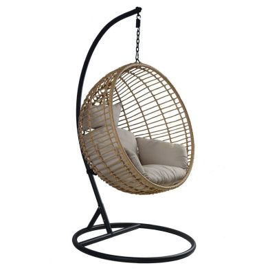 Product photograph of Powder Coated Garden Swinging Swing Seat By Wensum With Beige Cushions from QD stores