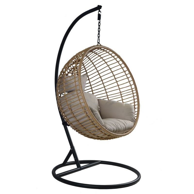 Powder Coated Garden Swinging Swing Seat by Wensum with Beige Cushions